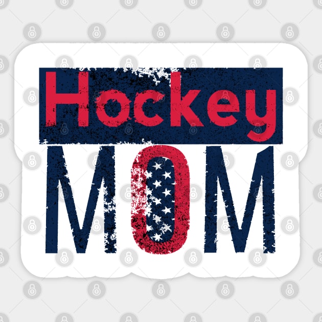 The Ice Hokey Mom in Red and Blue Sticker by M Dee Signs